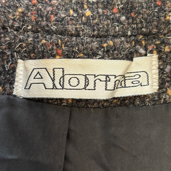 Vintage 1960s Cape Wool Coat with Fur Tails 60s MOD Flecked Tweed Black Gray - Picture 11 of 12